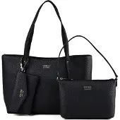 GUESS für Damen. HWPG9648240 Brenton Shopper-Tasche mit oberem Reißverschluss, schwarz (OSFA), Lässig, Polyurethan