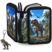 OEM T-Rex Dino Federmäppchen für Jungen, 3 Fächer, groß