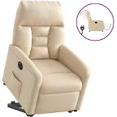 vidaXL Relaxsessel mit Aufstehhilfe Elektrisch Creme Mikrofasergewebe