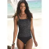 Kangaroos Badeanzug , Damen, Gr. 38, Cup D, schwarz (schwarz, bedruckt), Polyamid, Badeanzüge Badeanzug, Shaping-Einsatz vorn, Softcups, Unterbrustgummi, verstellbare Träger