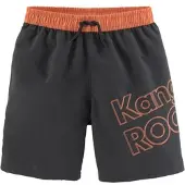 Kangaroos Badeshorts "Adams Kids", Kinder, Gr. 134/140, N-Gr, orange (schwarz, orange), Microfaser, Polyester, unifarben mit Farbeinsatz, Badehosen Badeshorts, im Colorblocking-Design