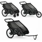 Deryan Fahrradanhänger V3 - Kinderfahrradanhänger für 2 Kinder - Kinderwagen - Schwarz