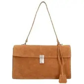 Gave Lux Wildledertasche mit Druckknopfverschluss Handgefertigte Italienische Qualität Cognac UNICA 34.5x21x10 cm