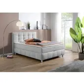 Home affaire Boxbett "Marvao inkl. Bettkasten und Topper", grau (hellgrau), B:154cm L:210cm, Komplettbetten, Boxbett, Boxbett mit Bettkasten, inkl. Topper