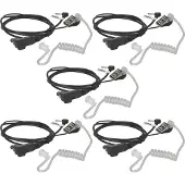 VHBW 5x Headset kompatibel mit Motorola XTR446 Funkgerät - schwarz, Akustikschlauch