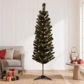 Syfax Künstlicher schlanker Weihnachtsbaum 150 cm 150 LEDs