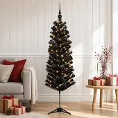 Syfax Künstlicher schmaler Weihnachtsbaum mit Weihnachtskugel 150 cm