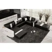 AEA Ledersofa Polster Sitz Couch Garnitur Ecksofa Sofa Couch Wohnlandschaft D3312