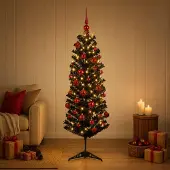 Syfax Künstlicher schmaler Weihnachtsbaum mit Weihnachtskugel 120 cm