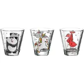 Leonardo Kinderbecher "Kinderbecher Bambini 215 ml 3er Set bunt", bunt, 3 tlg., Glas, Trinkgefäße, Kinderbecher