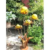 Ferrum Art Design GmbH & Co. KG Edelrost Glasblume Blumenzauber, 120 cm, gelb