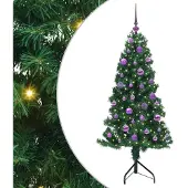 vidaXL Eckiger künstlicher Weihnachtsbaum Grün 150 cm PVC und Metall