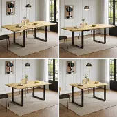 Ninkear Ausziehbarer Esstisch 140/180/220x80cm, 6-10 Personen, Metallbeine, Naturholz (Natural)