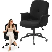 Di volio Bürostuhl PARMO, Homeoffice Stuhl mit Rollen, höhenverstellbar & bequem, Schwarz