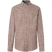 Hackett London für Herren. HM3010856 Orangefarbenes Oxford-Hemd mit Vichy-Karo (M), Lässig, Baumwolle, Langarm