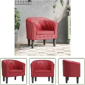 The Living Store Clubsessel Weinrot Kunstleder