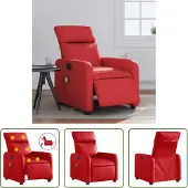 The Living Store Massagesessel Elektrisch Rot Kunstleder