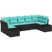 vidaXL Gartensofa-set 7 stk. 7-Sitzanzahl Schwarz und Türkis