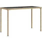 Merkloos Gartentisch mit Glasplatte und Polyrottan-Oberfläche
