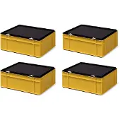 Merkloos Set aus 4 stapelbaren Transportboxen mit Deckel