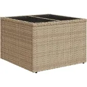 Merkloos Gartentisch aus Polyrotan mit Glasplatte für den Außenbereich