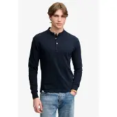 Superdry Langarmshirt "WOVEN PLACKET GRANDAD TOP" Baumwolle, relaxed fit