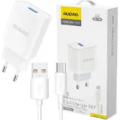 Dudao A20Eu Usb-A 18W Netzladegerät - Weiss + Usb-A - Usb-C Kabel