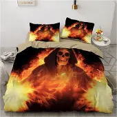 Sonstiges Bettwäsche-Set Totenkopf Motiv 200x220cm Microfaser Halloween 2 Kissenbezüge 80x80cm Reißverschluss