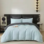 Gezu Bettwäsche-Set 4-teilig Baumwolle 135x200cm Blau/Grau mit Reißverschluss