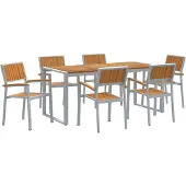 vidaXL Garten Essgruppe 7 stk. Grau Massivholz Akazie