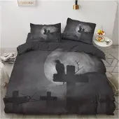 Sonstiges Bettwäsche-Set 220x240 cm Schädel Halloween Microfaser 3-teilig mit Reißverschluss