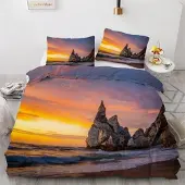 Sonstiges Bettwäsche-Set 220x240 cm 3-teilig Mikrofaser Ozean 3D Motiv mit Reißverschluss