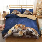 Sonstiges Bettwäsche Set Tiger Druck 135x200cm + 80x80cm Mikrofaser Wildtier Motiv