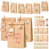 Dripio Adventskalender-Papiertüten, 24 Stück, 6 Designs, DIY-Set