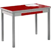 Dripio Ausziehbarer Esstisch, rot, Glas, 90x50 cm, auf 140x50 cm