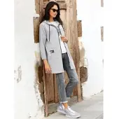 HEINE Shirtjacke "Shirtjacke", Damen, Gr. 44, grau, meliert, 83% Polyester, 12% Viskose, 5% Elasthan, unifarben, V-Ausschnitt, Shirts Shirtjacke