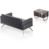 AEA Arbeitszimmer-Set 2tlg 2-Sitzer mit Couchtisch Grau Braun Zweifarbig
