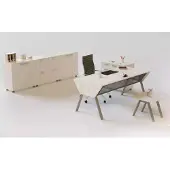 AEA Tisch Schreibtisch Aktenschrank Holz mit 2 Kommoden und Couchtisch 4tlg.