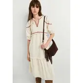 Pepe Jeans für Damen. PL9537908 Kleid Grace gebrochenes Weiß (L), Lässig, Baumwolle, Langarm