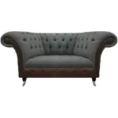 AEA Wohnzimmer Grau-Brauner Chesterfield 2-Sitzer Textilcouchen Luxus Möbel