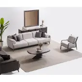 AEA Moderner grauer Holzwohnzimmerset 5-teilig mit Sofa, Couchtisch