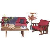 AEA Stilvolles Gartenmöbel Set 3+1 Sitzer Terrassenmöbel Couchtisch 3tlg