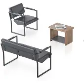 Xl Moebel Gmbh Schwarz-Braune Büro Wartezimmer Möbel 2-Sitzer Holz Couchtisch Sessel
