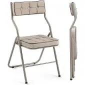 Sonstiges Gepolsterte Klappstühle 2er Set Khaki mit Stahlrahmen, 113 kg Tragkraft