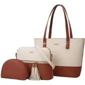 Merkloos Omgoods – 3-teiliges Set Damenhandtaschen – Premium-Kunstledertasche, Schultertasche und Umhängetasche