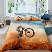 Merkloos Elzusha - Bettwäsche-Set mit Mountainbike-Muster, Einzelbett, inklusive Kissenbezug