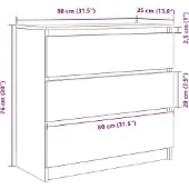 vidaXL Sideboard Schwarz Eichen-Optik 80x35x76 cm Holzwerkstoff