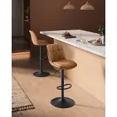 Vasagle Barhocker 2er Set, höhenverstellbar, drehbar, mit Rückenlehne und Fußstütze, Karamellbraun
