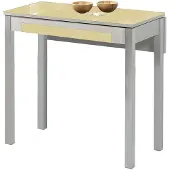 OEM Ausziehbarer Esstisch 80x40 cm, beige, Metall, ausziehbar auf 80x60 cm