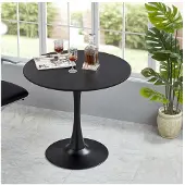 Dripio Runder Esstisch 70 cm, MDF-Platte, schwarz, Tulpenfuß